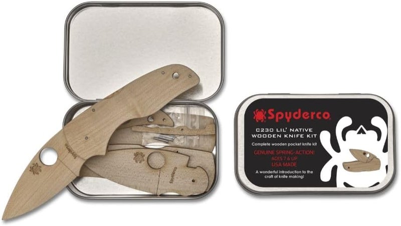 Spyderco Lil Native Wooden Knife Kit - Educational DIY Crafting Project for Families, Safe Non-Sharp Design - WDKIT2 - Image 1